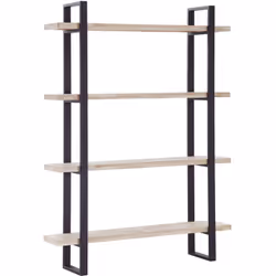 Étagère en bois de chêne nordique équipée de 4 étagères rectangulaires avec une structure en métal finition époxy mat et arrê ...
