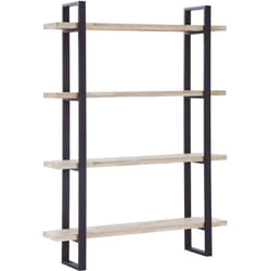 Tagère haute en bois de chêne nordique avec pieds en métal noir - Longueur 120 x Profondeur 35 x Hauteur 180 cm Pegane