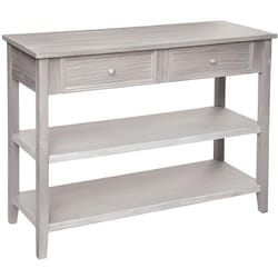 Console en bois de paulownia / mdf avec 2 tiroirs coloris beige - Longueur 110 x Profondeur 40 x Hauteur 85 cm