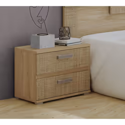 Table de nuit équipée de 2 tiroirs, en panneau de particule mélaminé. Facile à installer dans votre chambre. Dimensions : Lon ...