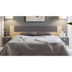 Pegane - Ensemble chambre à coucher, tête de lit + table de chevet coloris puccini, graphite