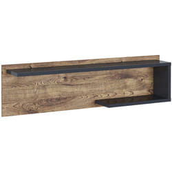 Pegane - Etagère murale coloris chêne, graphite - Longueur 150 x Profondeur 25 x hauteur 42 cm