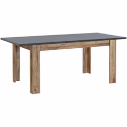Table à manger, table de salon rectangulaire extensible jusqu'à 190 cm; en panneau de particule mélaminé. Dimensions : longue ...