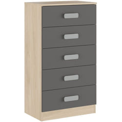 Chiffonnier, meuble de rangement coloris puccini, graphite - Longueur 60 x Profondeur 37,80 x Hauteur 108 cm Pegane