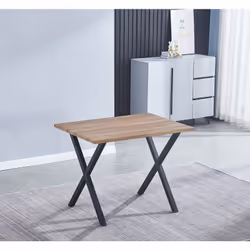 Table de cuisine, table de repas rectangulaire en panneaux de particules mélaminés avec pieds en métal noir. Facile à install ...