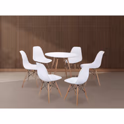 Ensemble de table à manger ronde + lot de 6 chaises coloris blanc. Pratique et facile à installer dans votre salon. Dimension ...