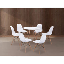 Ensemble de table à manger ronde + lot de 6 chaises coloris blanc Pegane