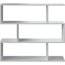 Bibliothèque, étagère basse 3 niveaux en bois mélaminé coloris blanc brillant - Longueur 110 x Profondeur 24 x Hauteur 97 cm Pegane