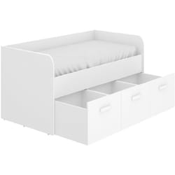 Lit enfant gigogne 90 x 190 cm en mélamine coloris blanc avec 3 tiroirs - Longueur 194.3 x Profondeur 97 x Hauteur 60 cm Pegane