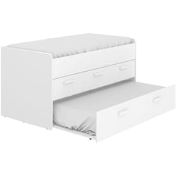 Lit gigogne double 90 x 190 cm en mélamine coloris blanc avec 3 tiroirs - Longueur 194.3 x Profondeur 95 x Hauteur 67.5 cm Pegane