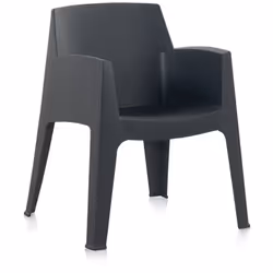 Lot de 12 chaises de jardin empilables en résine coloris gris. Fabriquée en Espagne avec des matériaux recyclés et très résis ...