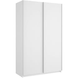 Armoire avec 2 portes coulissantes en panneau de particules mélaminés coloris blanc-Longueur 120 x Profondeur 58 x Hauteur 200cm Pegane