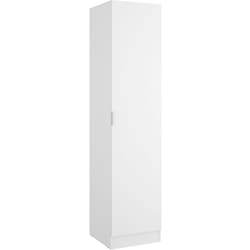 Armoire étroite avec porte en panneaux de particules mélaminés coloris blanc - Longueur 41 x Profondeur 52 x Hauteur 184 cm Pegane