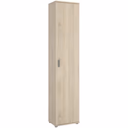 Armoire en panneaux de particules mélaminés coloris chêne naturel avec pieds en ABS réglables en hauteur. Dispose d'une porte ...