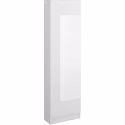 Meuble à chaussures en panneaux de particules mélaminés coloris blanc. Dispose d'une porte avec un miroir, derrière laquelle ...