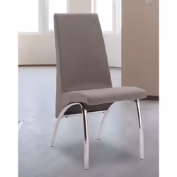 Lot de 4 chaises de salle à manger rembourrées en tissu jarama (coton de fibre) coloris gris avec pieds coloris chromé. Facil ...