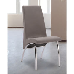 Lot de 4 chaises de salle à manger en jarama coloris gris avec pieds coloris chromé - Longueur 44 x profondeur 61 x hauteur 95 cm Pegane