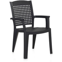 Lot de 4 chaises de jardin empilables en résine coloris Gris - Longueur 59 x Profondeur 60 x Hauteur 87 cm -PEGANE-