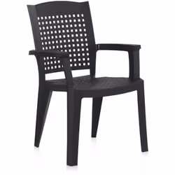 Lot de 6 chaises de jardin empilables en résine coloris Gris. Fabriquée en Espagne avec des matériaux recyclés. Design modern ...