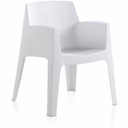 Lot de 12 chaises de jardin empilables en résine coloris Blanc. Fabriquée en Espagne avec des matériaux recyclés et très rési ...