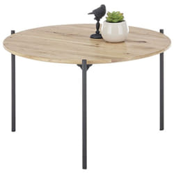 Table basse en bois coloris chêne huilé et métal noir - diamètre 55 x Hauteur 33 cm Pegane