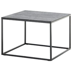 Table basse carrée aspect céramique coloris gris, pieds en métal noir - Longueur 60 x Hauteur 45 x Profondeur 60 cm Pegane