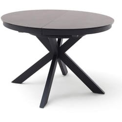 Table à manger, table de repas ronde extensible coloris anthracite, pieds métal laqué mat - Diamètre 120-160 x Hauteur76 cm Pegane