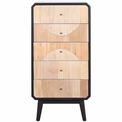 Chiffonnier conçu en bois coloris naturel, noir, avec 4 tiroirs pour un rangement facile. Dimensions : Longueur 48,30 x Profo ...