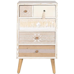 Chiffonnier, meuble de rangement en bois de sapin coloris blanc, naturel - Longueur 48 x Profondeur 35 x hauteur 89 cm Pegane