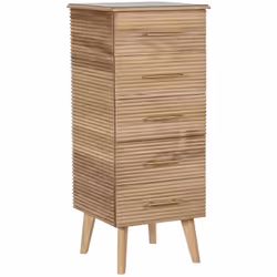 Chiffonnier, équipé de 5 tiroirs en bois de paulownia et MDF coloris marron clair. Dimensions : Longueur 42 x Profondeur 40 x ...