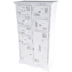 Commode, meuble de rangement en bois coloris blanc - Longueur 69 x Profondeur 38 x hauteur 130 cm Pegane