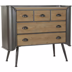 Commode, meuble de rangement fabriquée en bois de sapin et métal noir. Dimensions : Longueur 97 x Profondeur 37 x hauteur 79  ...
