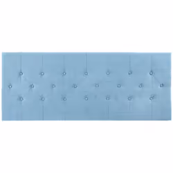 Tête de lit en bois de caoutchouc et polyester coloris bleu clair. Son style est capitonné et très tendance. Dimensions : Lon ...