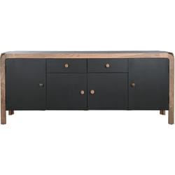 Buffet, meuble de rangement en bois coloris naturel, noir - Longueur 177 x Profondeur 38 x hauteur 75 cm -PEGANE-