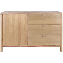 Buffet, meuble de rangement en bois de pin et mdf coloris marron clair - Longueur 120 x Profondeur 40 x hauteur 80 cm Pegane