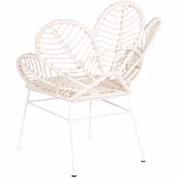 Lot de 2 chaises de jardin en rotin synthétique et métal coloris blanc avec feuille blanche. Dimensions : Longueur 76 x Profo ...