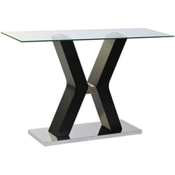Table console en verre trempé et mdf noir - Longueur 120 x Profondeur 40 x hauteur 76 cm Pegane