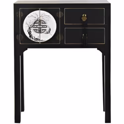 Table console fabriquée en bois de sapin et MDF coloris noir. Dimensions : Longueur 63 x Profondeur 28 x hauteur 83 cm Matièr ...