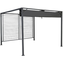 Pergola de jardin en acier et polyester coloris gris - Longueur 300 x largeur 300 x hauteur 230 cm Pegane