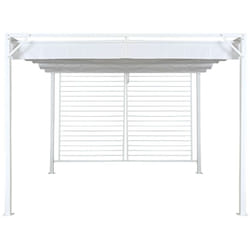 Pergola de jardin en acier et polyester coloris blanc - longueur 300 x largeur 300 x hauteur 230 cm Pegane