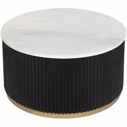 Table basse avec plateau rond en marbre blanc et base en métal noir. Dimensions : Diamètre 80 x Hauteur 40 cm Matière : Marbr ...