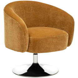 Pegane - Fauteuil de salon en velours coloris Ocre - longueur 65 x Profondeur 66 x Hauteur 73 cm