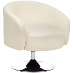 Fauteuil de salon pivotant fabriqué en velours coloris blanc. Pieds en fer chromé. A monter soi-même. Caractéristiques : Dime ...