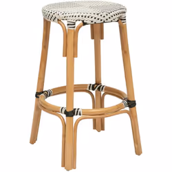 Tabouret de bar conçu en bois de rotin coloris blanc. Pratique et moderne. Caractéristiques : Dimensions : longueur 40 x Prof ...