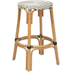 Tabouret de bar en bois de rotin coloris blanc - longueur 40 x Profondeur 40 x Hauteur 66 cm Pegane