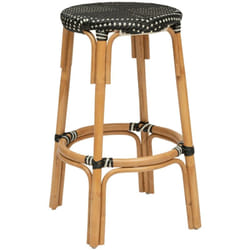 Pegane - Tabouret de bar en bois de rotin coloris noir - longueur 40 x Profondeur 40 x Hauteur 66 cm