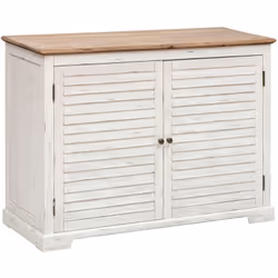 Buffet, meuble de rangement avec 2 portes en bois MDF et d'acacia coloris Blanc. Caractéristiques : Dimensions : Longueur x P ...