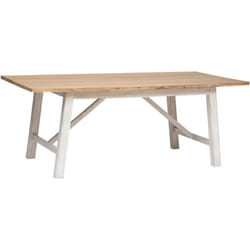 Pegane - Table à manger en bois d'acacia et mdf coloris Blanc, naturel - longueur 200 x Profondeur 100 x Hauteur 76 cm