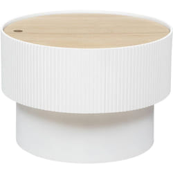 Table basse ronde avec couvercle en bois mdf coloris blanc - diamètre 55 x Hauteur 38 cm Pegane
