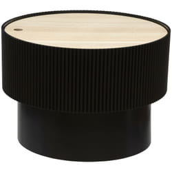 Pegane - Table basse ronde avec couvercle en bois mdf coloris noir - diamètre 55 x Hauteur 38 cm